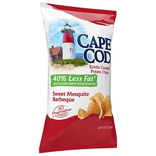 Cape Cod Potato Chips 40% Less Fat Sweet Mesquite Barbeque Kettle Cooked Potato Chips 7.5oz. (4 Bags)