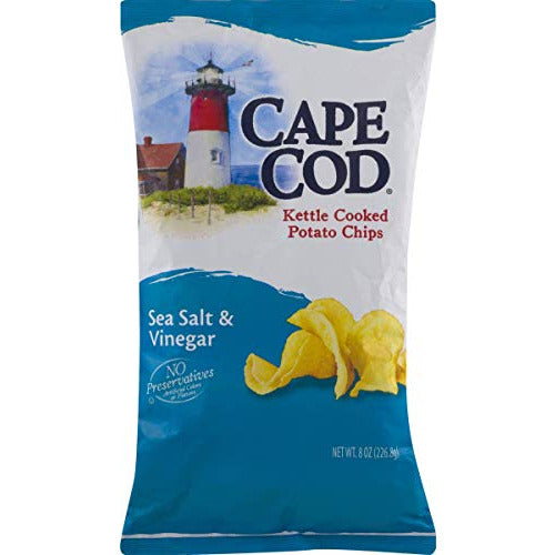 Cape Cod Kettle Cooked Potato Chips- Satisfying, All Natural and Kettle Cooked 8 oz. Bags