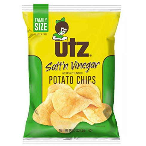 Utz Quality Foods Salt'n Vinegar Potato Chips 9.5 Ounce Family Size Bag