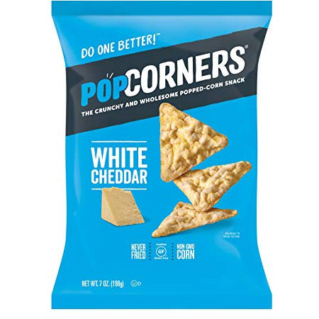 Popcorners White Cheddar Snack Gluten Free, Vegan Snack (4 Pack, 7 Ounce Snack Bags), 4Count