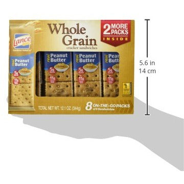 Lance Whole Grain Cracker Sandwiches, 3 Boxes of 6 Individually Wrapped Packs (Whole Grain Peanut Butter)