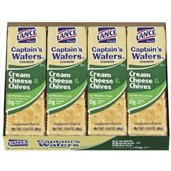 Lance Captain's Wafers Crackers Cream Cheese & Chives, 8 individual packs per tray (Pack of 14)