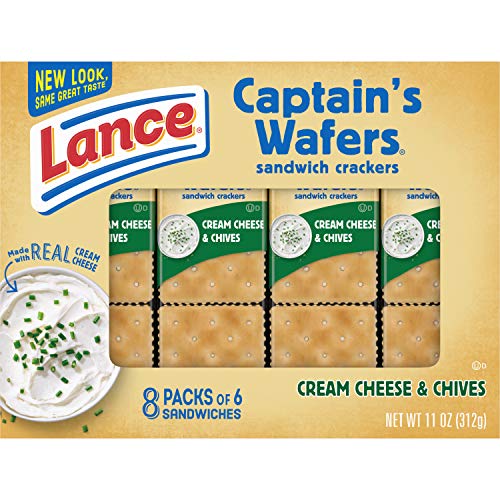 Lance Sandwich Crackers, Captain's Wafers Cream Cheese and Chives, 8 Count (Pack of 14)