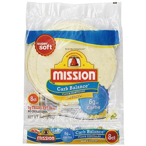 Mission Low Carb Soft Taco Flour Tortilla's 12oz./8 Ct. (Pack of 6) by Mission Ltd