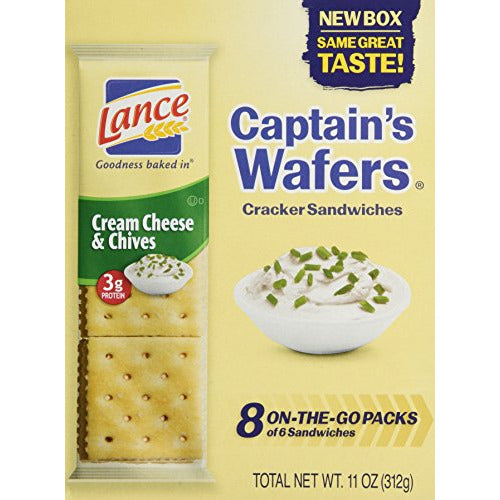 Lance Captain's Wafers Crackers, Cream Cheese and Chives ,11 Ounces (3 Pack)
