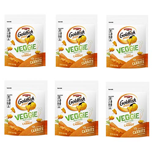 Goldfish Veggie-Yum Crackers 4 oz. Bag Filled With 1/3 Serving Of Carrot Veggies (6)