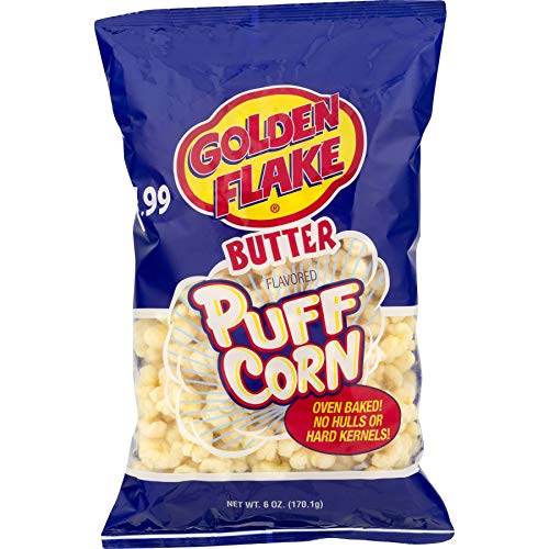 Golden Flake Puff Corn Butter, 6 oz Bags (Pack of 4)