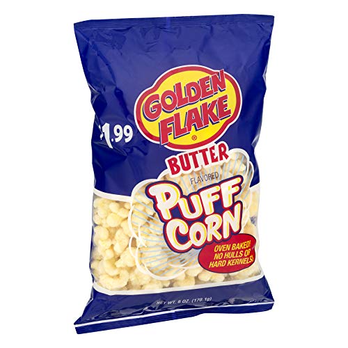 Golden Flake Puff Corn Butter, 6 oz Bags (Pack of 4)