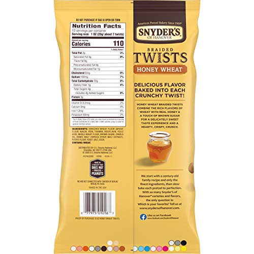 Snyder's Braided Twists Honey Wheat 12oz. (Pack of 5)