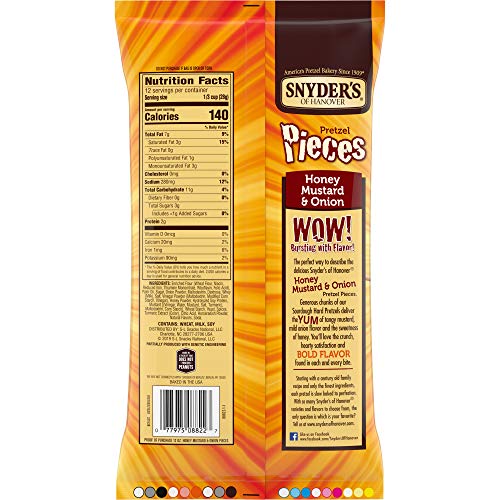 Snyder's PRETZEL PIECES Honey Mustard & Onion 12oz. (Pack of 6)