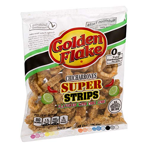 Golden Flake Super Cracklin Strips, Chili Lime, 3.25 oz (Pack 4)