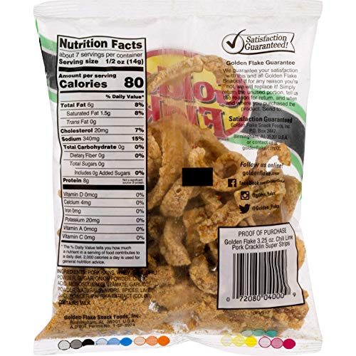 Golden Flake Super Cracklin Strips, Chili Lime, 3.25 oz (Pack 4)