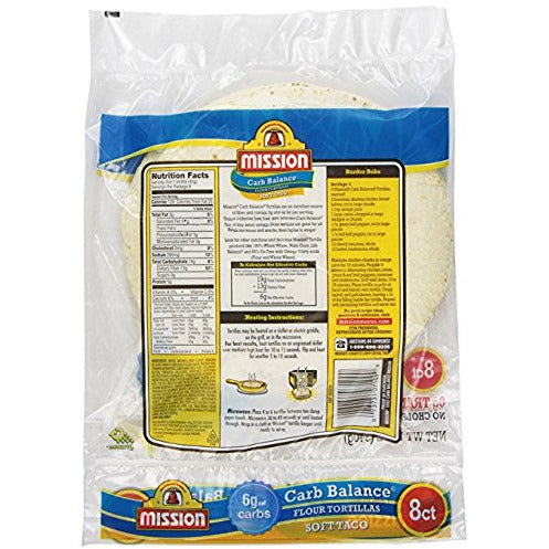 Mission Low Carb Soft Taco Flour Tortilla's 12oz./8 Ct. (Pack of 6) by Mission Ltd