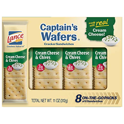 Lance Captain's Wafers Crackers Cream Cheese & Chives - 3 Boxes of 8 Individual Packs by Lance