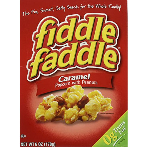 fiddle faddle Carmel Popcorn with peanuts....6 boxes 6. oz each