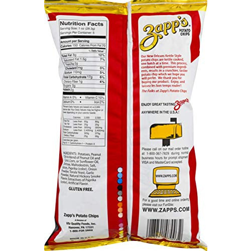 Zapp's Kettle Style Potato Chips - Cajun Crawtator Flavor - 5 Oz.