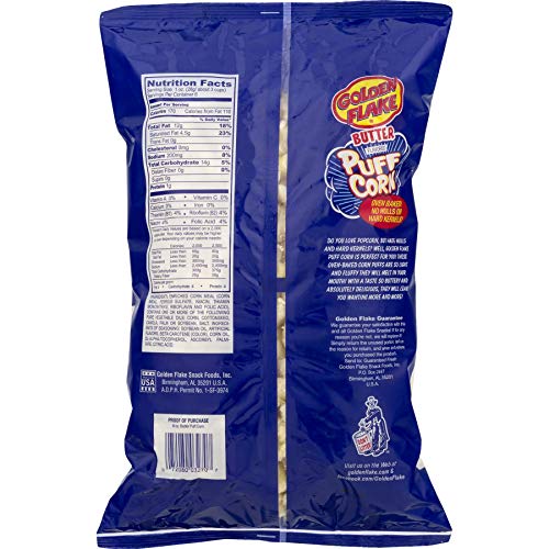 Golden Flake Puff Corn Butter, 6 oz Bags (Pack of 4)