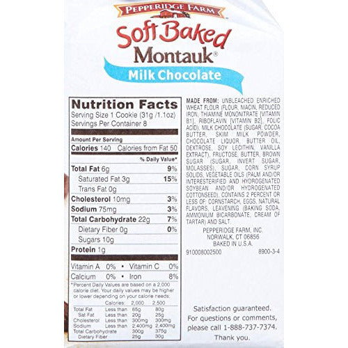 Pepperidge Farm Soft Baked Cookies, Montauk Milk Chocolate Chip, 8.6 Ounce (2 Bags)