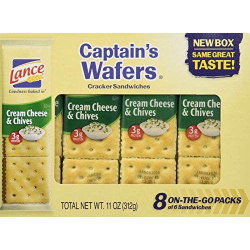 Lance Captain's Wafers Crackers, Cream Cheese and Chives ,11 Ounces (3 Pack)