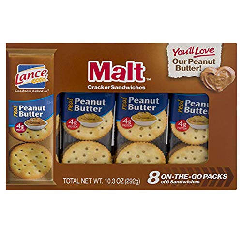 Lance Malt Crackers with Real Peanut Butter - 3 Boxes of 8 Individual Packs