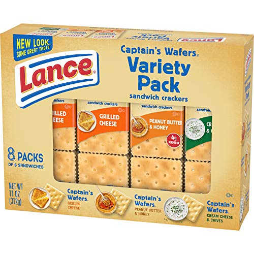 Lance Sandwich Crackers, Variety Pack Captain's Wafers, 8 Ct Box