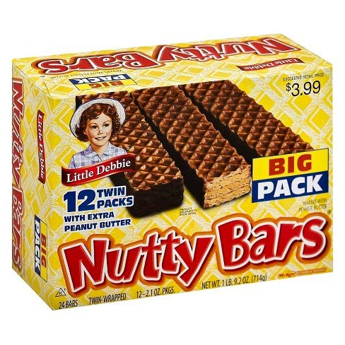 Little Debbie Nutty Bars 2 boxes of 12 twin-packs each, 24 twin-packs total