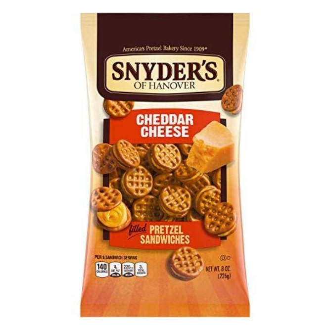 Snyder's of Hanover Filled Pretzel Sandwiches, Cheddar Cheese or Pizza Flavored- Four 8 oz. Bags (Cheddar Cheese)
