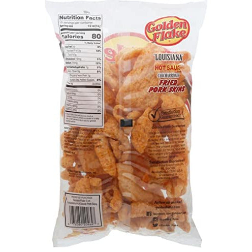 Golden Flake Louisiana Hot Sauce Pork Skins 3.25 Ounce (Pack of 4)