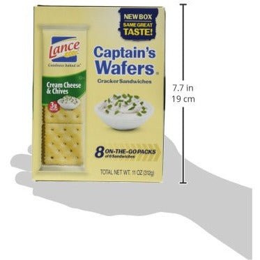 Lance Captain's Wafers Crackers Cream Cheese & Chives - 3 Boxes of 8 Individual Packs