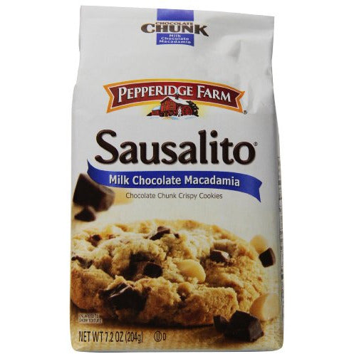 Pepperidge Farm Sausalito Chocolate Chunk Crispy Milk Chocolate Macadamia Cookies, 7.2 Ounce (Pack of 20)