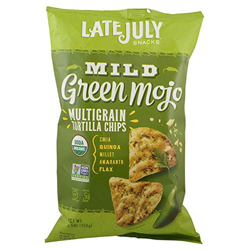 Late July Organic Mild Green MOJO Multigrain Snack Chips, 5.5 oz (Pack of 3)