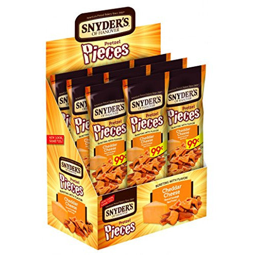 Snyder's of Hanover Pretzel Pieces, Cheddar Cheese, 2.25 oz Tubes (Pack of 9)