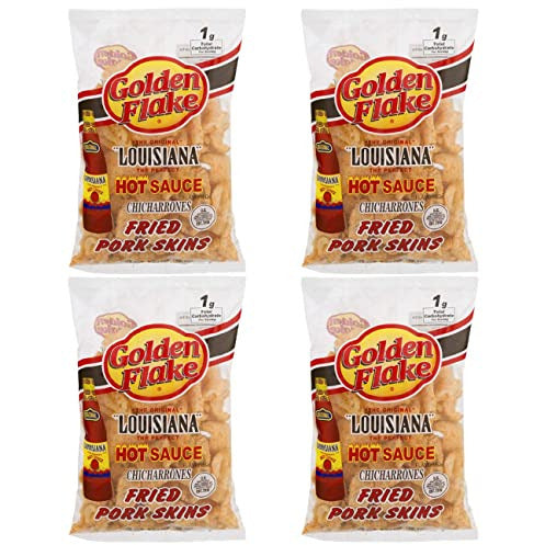 Golden Flake Louisiana Hot Sauce Pork Skins 3.25 Ounce (Pack of 4)