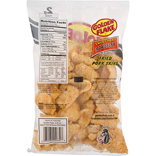 Golden Flake Snack Foods Sweet Heat Barbecue Flavored Fried Pork Skins 3.25 oz. Bag