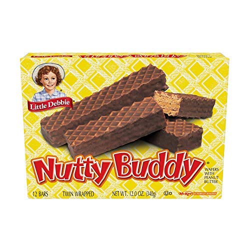 Little Debbie Nutty Buddy Bars, 3 Twin-Wrapped Bars, Peanut Butter (Pack of 6)