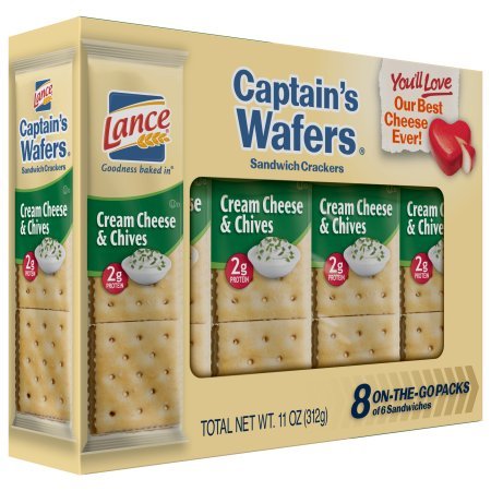 PACK OF 12 - Lance Sandwich Crackers, Captain's Wafers Cream Cheese and Chives, 8ct
