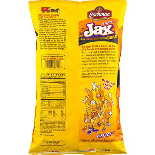 Bachman Jax Cheddar Cheese Puffed Curls 8.5 Oz (2 Pack)