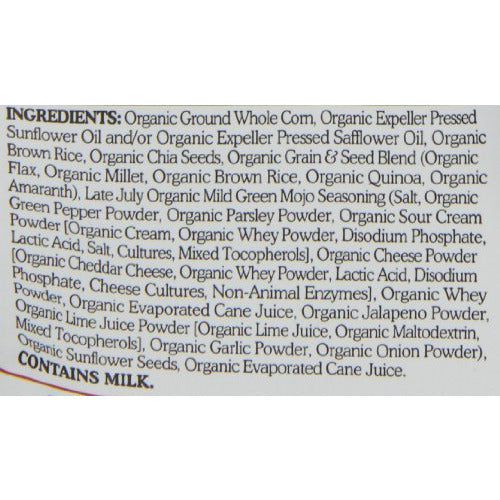 Late July organic Snacks Mild Green Mojo Multigrain Tortilla Chips, 5.5-Ounce (Pack of 6)