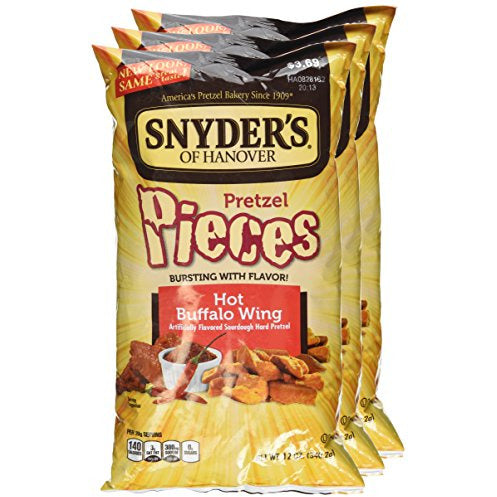 Snyder's of Hanover, Hot Buffalo Wing, Pretzel Pieces, 12oz Bag (Pack of 3)