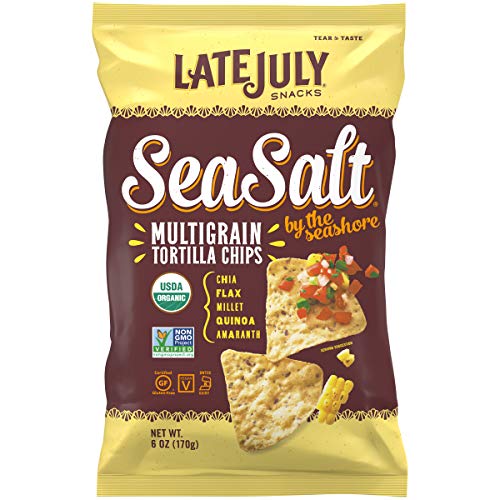 Late July Snacks Organic Multigrain Tortilla Chips Gluten Free Sea Salt By The Seashore - 6 oz (Pack 2 6oz)