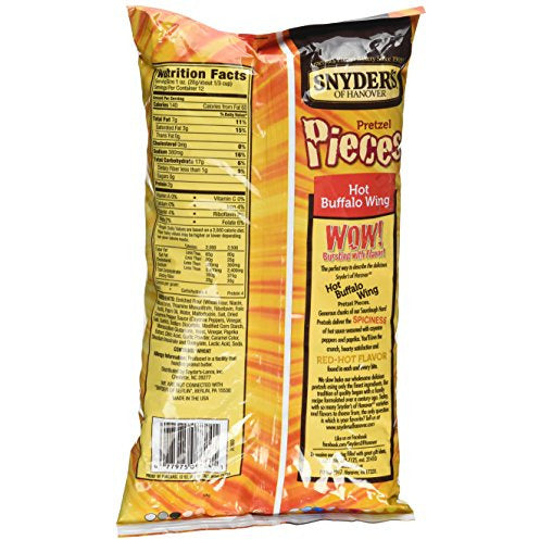 Snyder's of Hanover, Hot Buffalo Wing, Pretzel Pieces, 12oz Bag (Pack of 3)