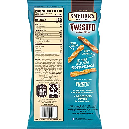 Snyder's Jalapeno Ranch Twisted Pretzels 12oz