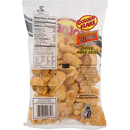 Golden Flake Snack Foods Sweet Heat Barbecue Flavored Fried Pork Skins 3.25 oz. Bag