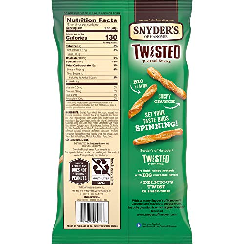 Snyder's Sour Cream & Onion Twisted Pretzels 12oz (Bag of 2)