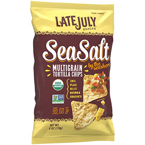 Late July Snacks Organic Multigrain Tortilla Chips Gluten Free Sea Salt By The Seashore - 6 oz (Pack 2 6oz)