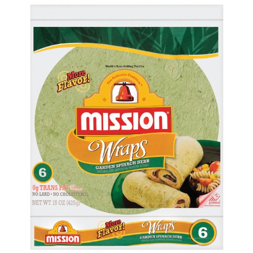 Mission, Garden Spinach Herb Wraps, 15oz Package (Pack of 4)