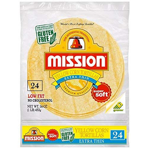 Mission Yellow Corn Tortillas Extra Thin - Contains 8 Packs(24ct)