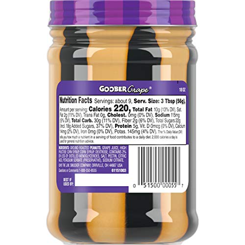 Smucker's Goober Strawberry PB and J Stripes, 18-Ounce (Pack of 6)