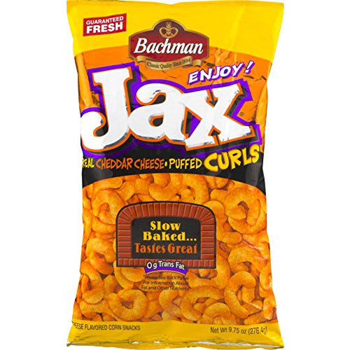 Bachman Jax Cheddar Cheese Puffed Curls 8.5 Oz (2 Pack)