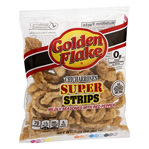 Golden Flake Super Cracklin Strip w/Red Pepper Seasoning 3 oz (Pack of 4)
